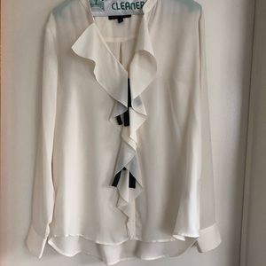 Banana Republic cream and black dress shirt